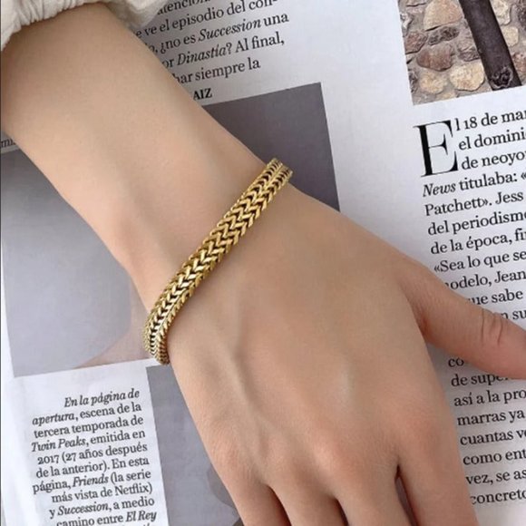 18K Gold Mens Franco Chain Link Bracelet Retro Style Guys 18 Karat K Jewelry NEW - Picture 5 of 11
